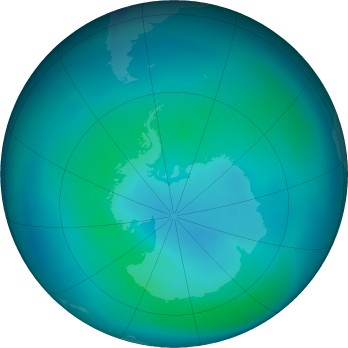 Antarctic ozone map for 2021-03